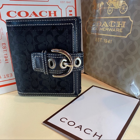 Coach Handbags - Coach small black wallet w/ buckle
